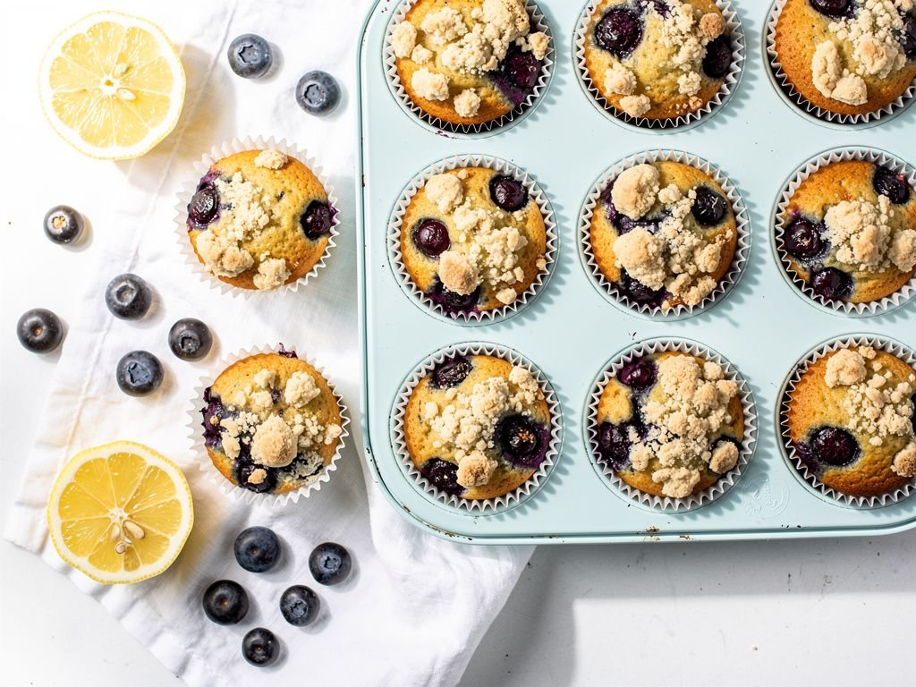Lemon Blueberry Streusel Muffins